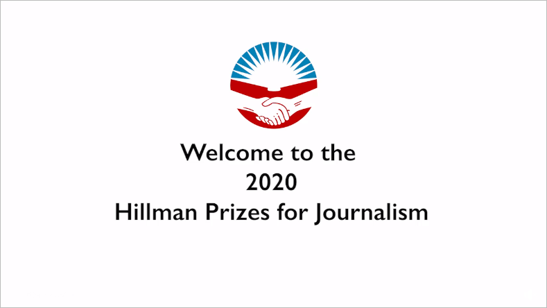 2020 Hillman Prizes video screen