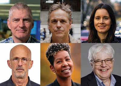 Headshots for Harvey Cashore, Mark Kelley, Eva Uguen-Csenge, Daniel Leblanc, Allya Davidson, Emmanuel Marchand